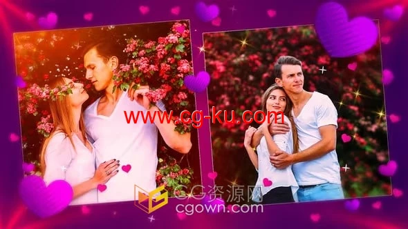 浪漫情人节婚礼心形动画幻灯片视频相册-AE模板的图片1