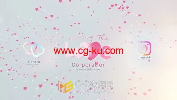 心形飞溅浪漫情人节视频片头LOGO动画-AE模板的图片1