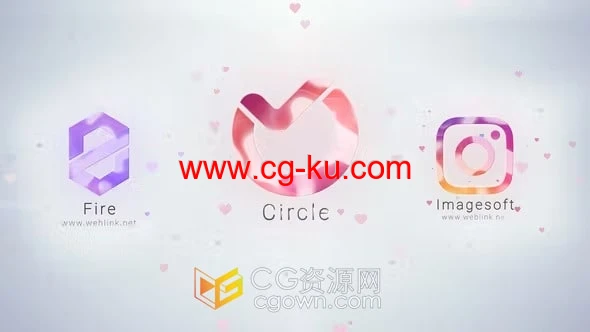 情人节主题网格LOGO动画视频心形元素-AE模板的图片1