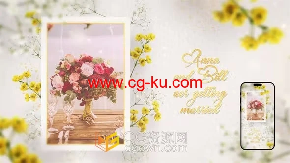 婚礼请柬鲜花装饰仪式活动介绍视频动画-AE模板的图片1