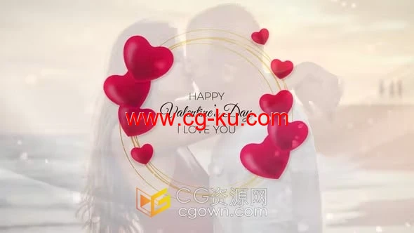 情人节婚礼心形装饰徽章图案文字标题动画-AE模板的图片1