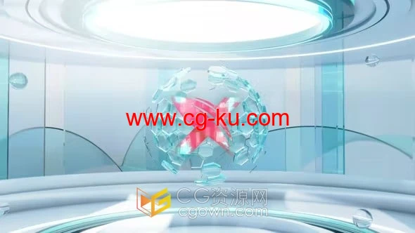 高科技六角球玻璃大厅场景LOGO动画视频-AE模板的图片1