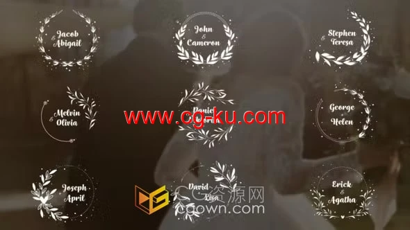 30个优雅的婚礼徽章设计文字标题动画效果-AE模板的图片1