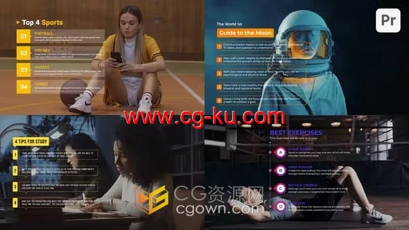 20个样式列表标题排版展示动画效果-PR模板的图片1
