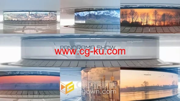 3D全景玻璃曲屏视图展示PR视频模板制作的图片1