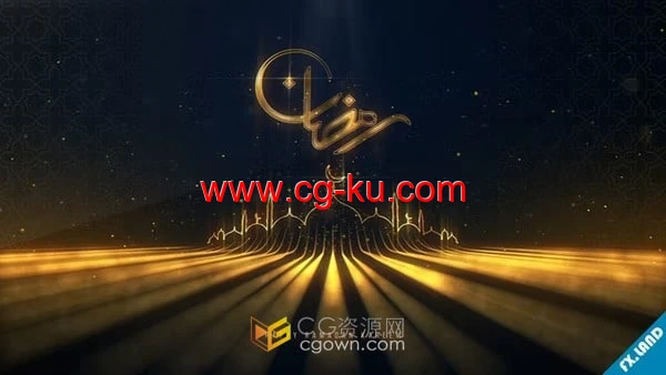 AE模板-金色奢华粒子光线宣传片头伊斯兰艺术宗教活动开场的图片1