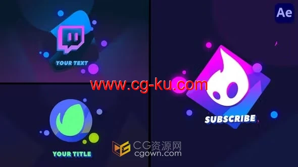 AE模板-活力2D卡通霓虹标志动画公司品牌LOGO片头的图片1