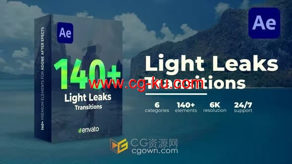 超过140种漏光过渡高质量光效转场元素AE模板免费下载的图片1