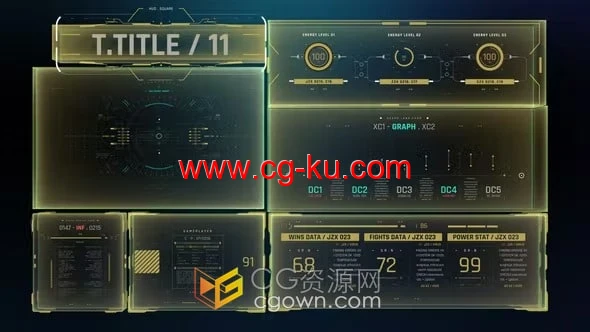 AE制作HUD界面屏幕图形技术元素信息图模板的图片1