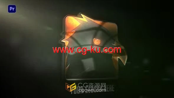 3D黑金色带阴影金属光面标志动画-PR模板的图片1