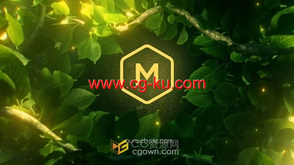 萤火虫般光芒闪耀葱郁树丛枝叶揭开LOGO动画-AE模板的图片1