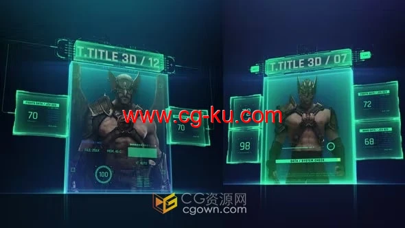 HUD 3D Profiles 2 科技感信息图表显示-AE模板的图片1