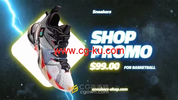 闪电能量快速故障朋克风商店产品广告AE视频模板制作的图片1