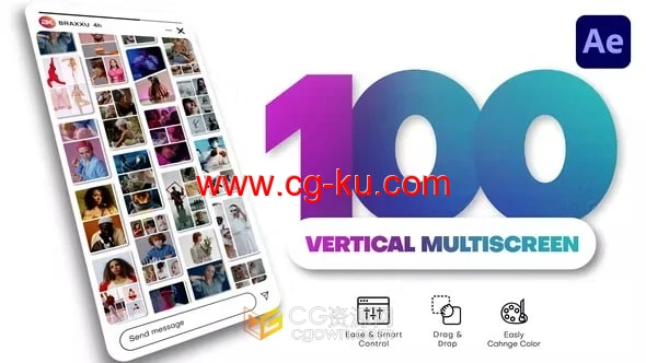 Vertical Multiscreen AE模板垂直竖屏多画面动态分屏100种预设的图片1