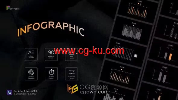 90组垂直条形信息图表动画效果-AE模板下载的图片1