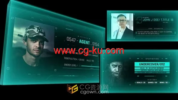 3D效果HUD高科技界面显示介绍人物信息动画-AE模板的图片1