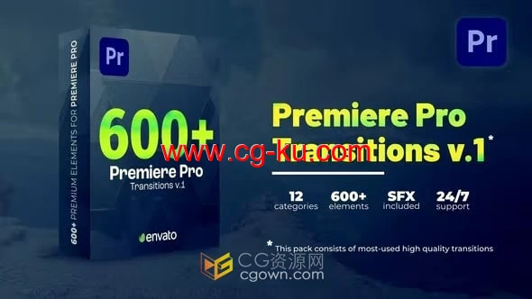 PR模板600+ Transitions Premiere视频转场过渡动画预设的图片1