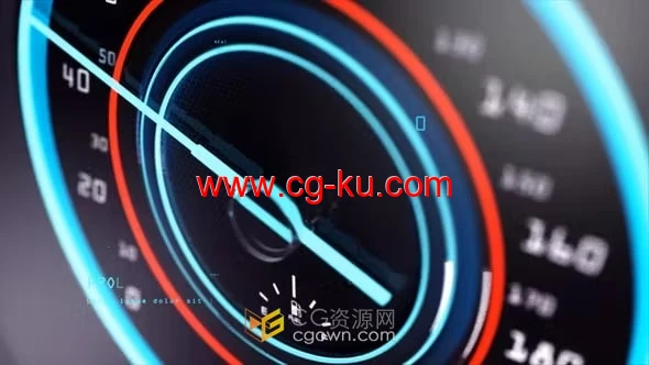 车速表加速转动指针动画演绎LOGO片头视频-AE模板的图片1