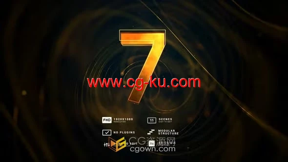 AE倒数模板-金色线条粒子标题颁奖典礼时尚活动婚礼开幕式倒计时的图片1