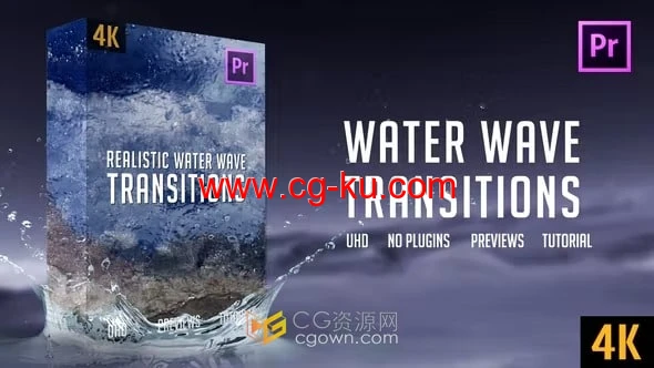 10个逼真的水过渡水波海浪折射效果波浪视频PR转场模板的图片1