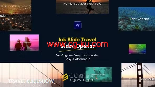 PR模板下载墨水风格假期旅行视频开场的图片1