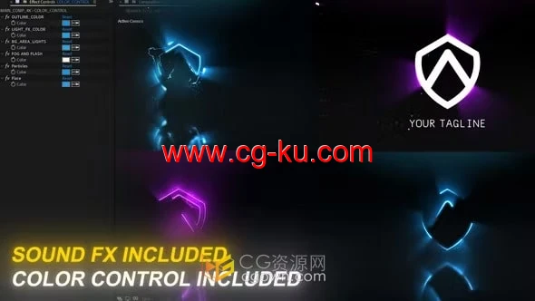 LightFX闪电LOGO玻璃碎渣粒子动画标志片头-AE模板的图片1