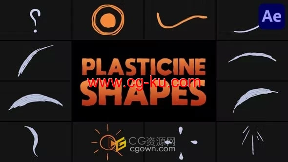 卡通橡皮泥形状手绘动画Plasticine Shapes-AE特效元素模板的图片1