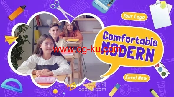 PR模板-在线课程介绍开学返校学习教育活动视频广告的图片1