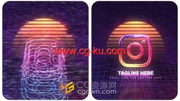 复古光束创建怀旧VHS标志LOGO动画-AE模板的图片1