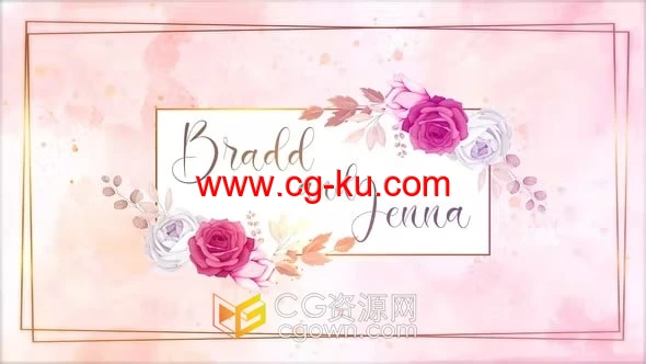 唯美优雅花卉婚礼请柬活动邀请函-AE模板的图片1