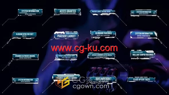 16组HUD高科技呼出指线视频字幕标题动画-AE模板的图片1