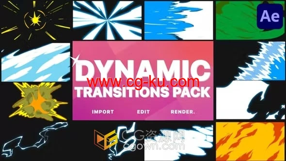 12组卡通特效图形MG动画4K分辨率视频转场-AE模板的图片1