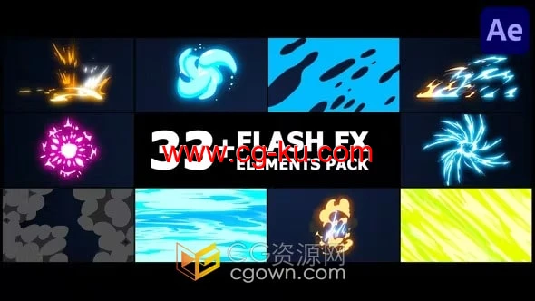 33种动态效果卡通特效MG动画制作-AE模板下载的图片1