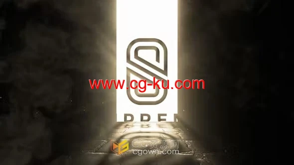 AE模板-Light Rays Logo黑暗大门缓缓打开揭示光线标志动画的图片1