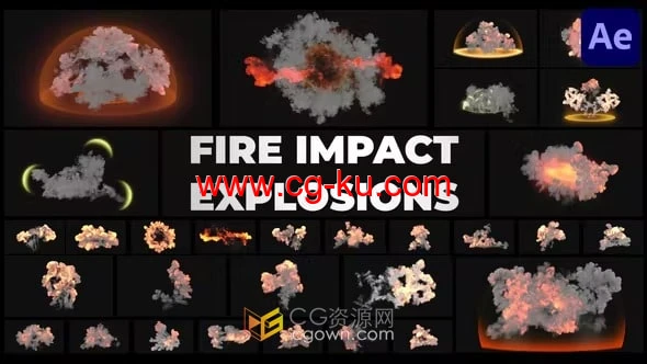 AE模板-逼真的火焰爆炸效果枪口闪光烟雾特效元素的图片1
