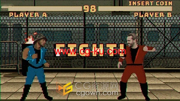 复古风格电子游戏格斗游戏序列VS比赛与文字标题动画-AE模板的图片1