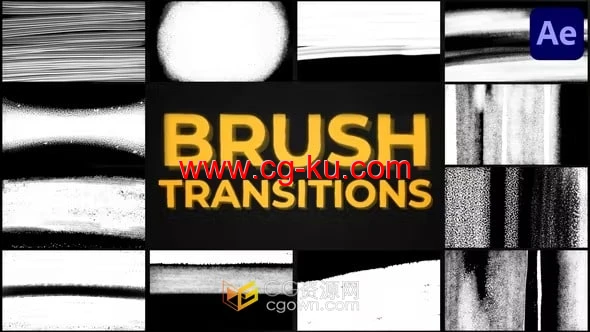 AE笔刷转场模板-独特的画笔过渡集合Brush Transitions的图片1