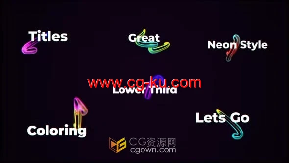 波普艺术发光线条霓虹灯标题文字动画-AE模板的图片1