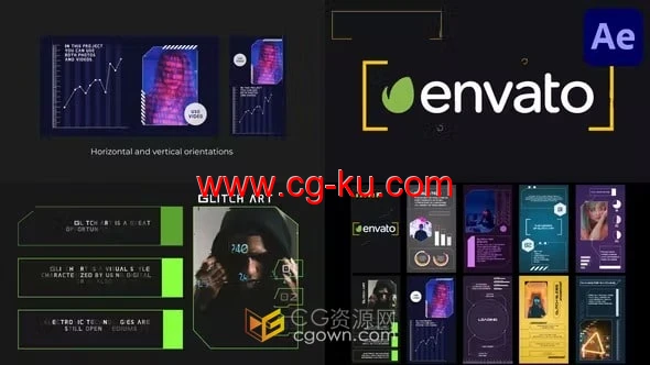 AE模板-Glitch Slides And Stories时尚街头艺术电影广告片头的图片1