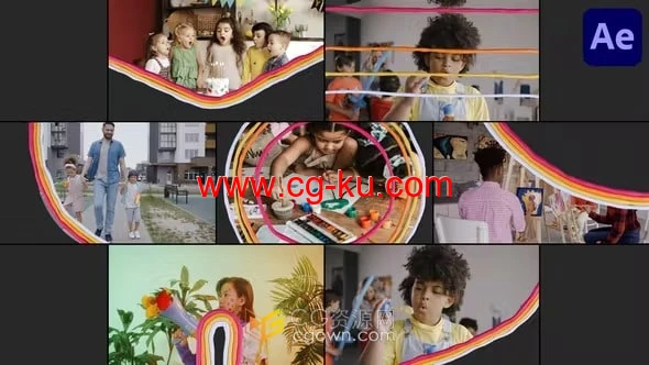 卡通形状彩虹粘土橡皮泥过渡彩色动画AE模板的图片1