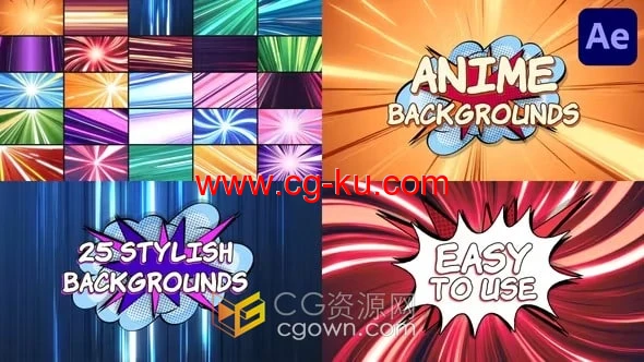 25组卡通动漫加速效果背景动画视频素材-AE模板的图片1