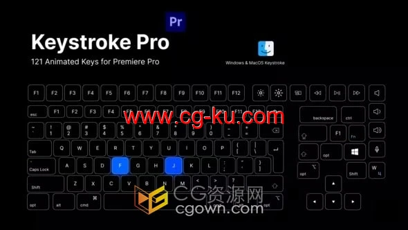 Keystroke Pro PR版录制屏幕中显示虚拟键盘按键操作动画的图片1