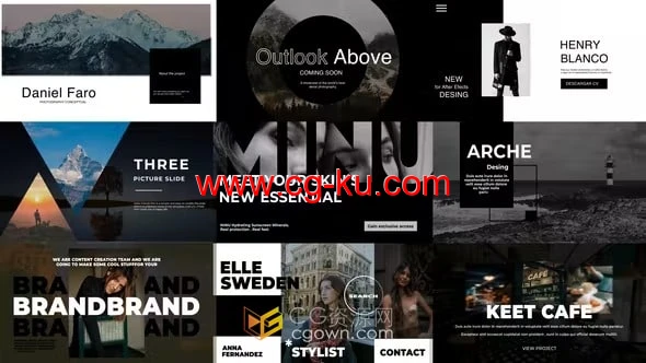 9组不同排版动画幻灯片介绍视频制作-PR模板的图片1