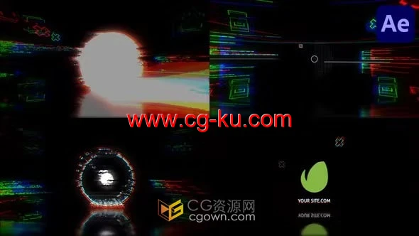 圆形色差数字噪点故障动画标志视频片头-AE模板下载的图片1