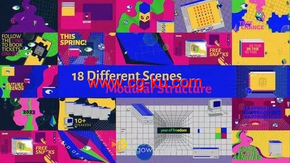 数字课程介绍人工智能卡通图形动画视频-AE模板的图片1