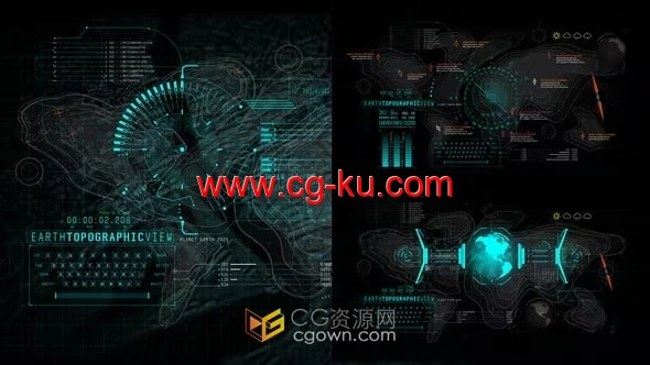 地球地形HUD UI高科技图形动画效果-AE模板的图片1