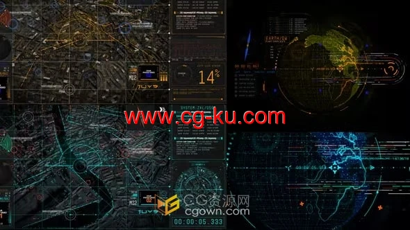 HUD UI Earth信息图表科技地球地形动画视频-AE模板的图片1