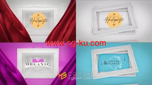 窗帘木材相框展示视频片头动画-AE模板下载的图片1