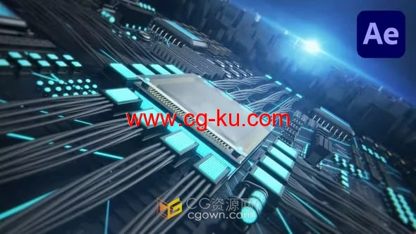 CPU芯片3D技术演示介绍LOGO动画视频-AE模板的图片1