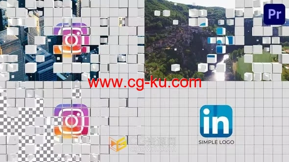 3D方块转场展示LOGO动画视频过渡效果-PR模板的图片1